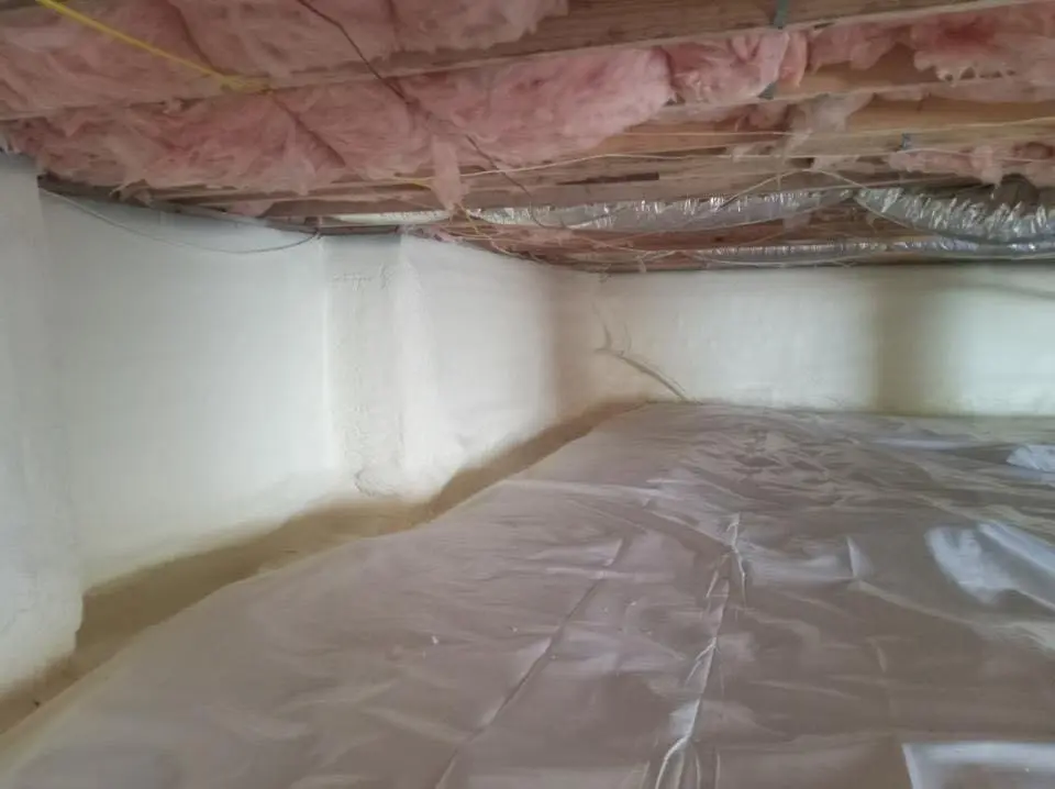 Crawl space encapsulation with closed-cell spray foam for Metal Roof Coating in Conley